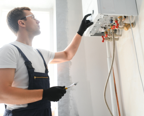 Plumber at work